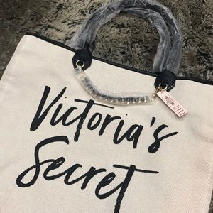 Victoria's Secret Large Canvas Tote Chain Strap